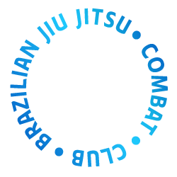 Text im blauen Kreis mit Aufschrift: Combat Club Brazilian Jiu Jitsu